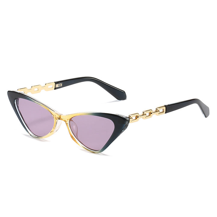 Damen Cat-Eye Sonnenbrille mit stilvollen Kettenakzenten Karnz