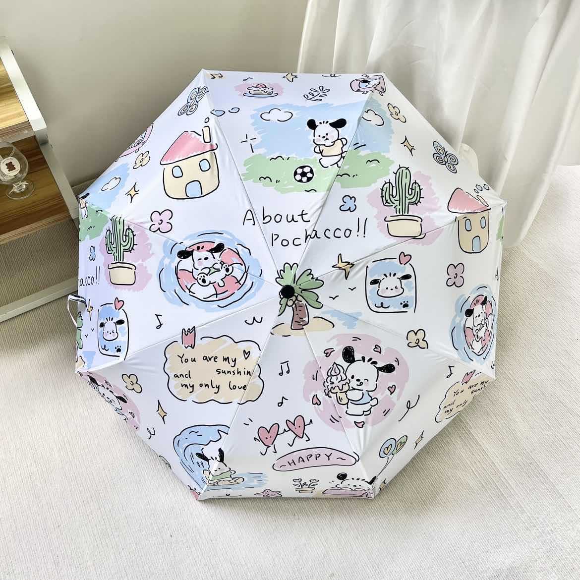 Damen Faltregenschirm mit verspieltem Pochacco Design Karnz
