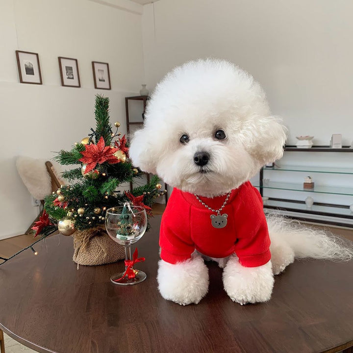 Klein Hund Plüsch-Futter Weihnachtsembrodiertes Weihnachtsbaum Sweatshirt