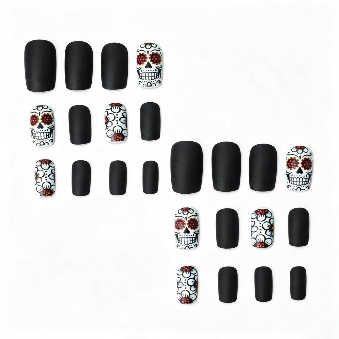 Künstlerisches Skull- und Blumen-Nail-Art-Set