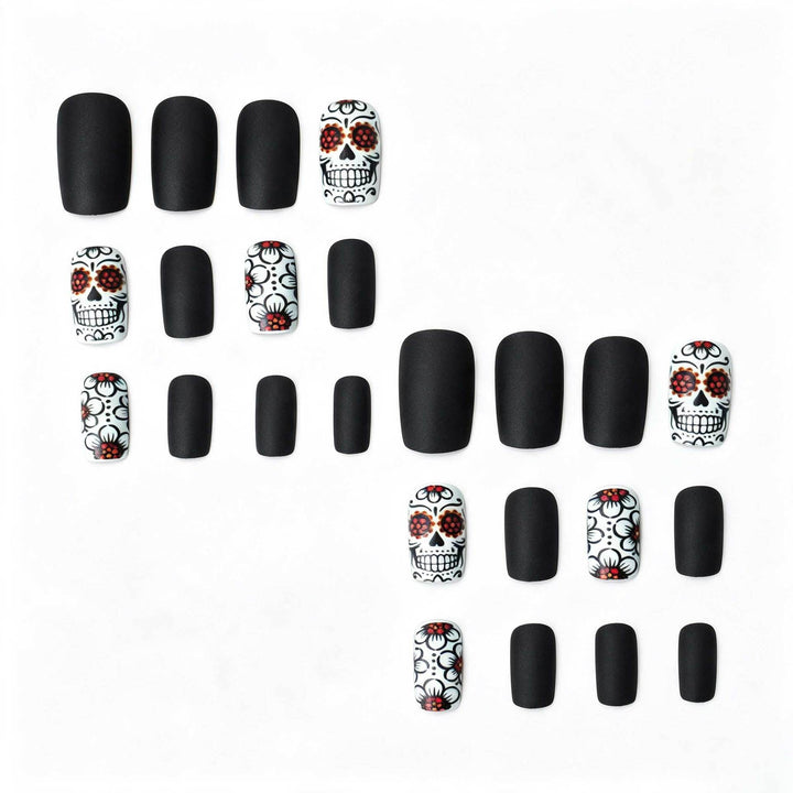 Künstlerisches Skull- und Blumen-Nail-Art-Set