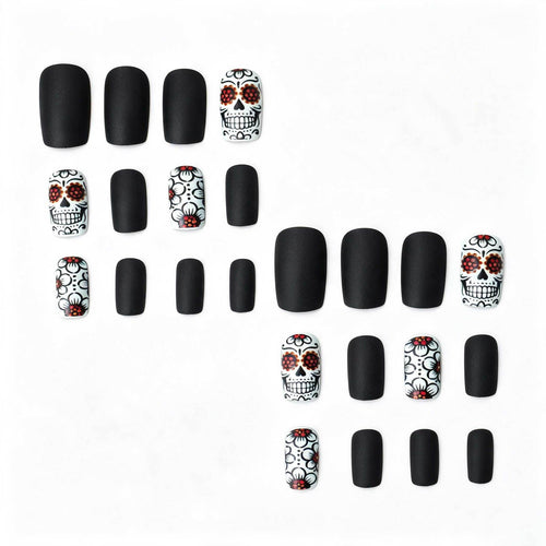 Künstlerisches Skull- und Blumen-Nail-Art-Set
