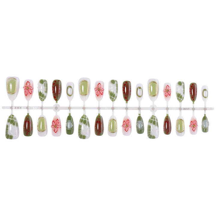 Dekorativer Press-On-Nagelkunst-Set mit floralen und Juwelen-Akzenten Karnz 1788496103