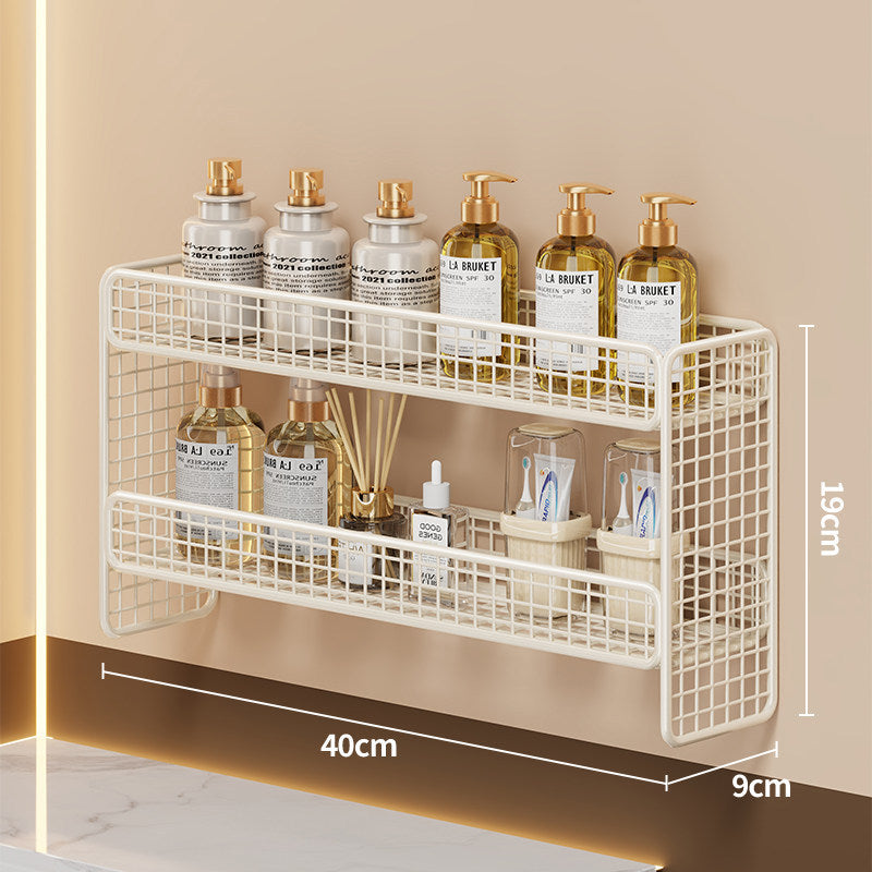 Dreifach-Tier Wandmontierter Metallgitter Badezimmer-Organizer Regal