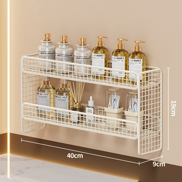 Dreifach-Tier Wandmontierter Metallgitter Badezimmer-Organizer Regal