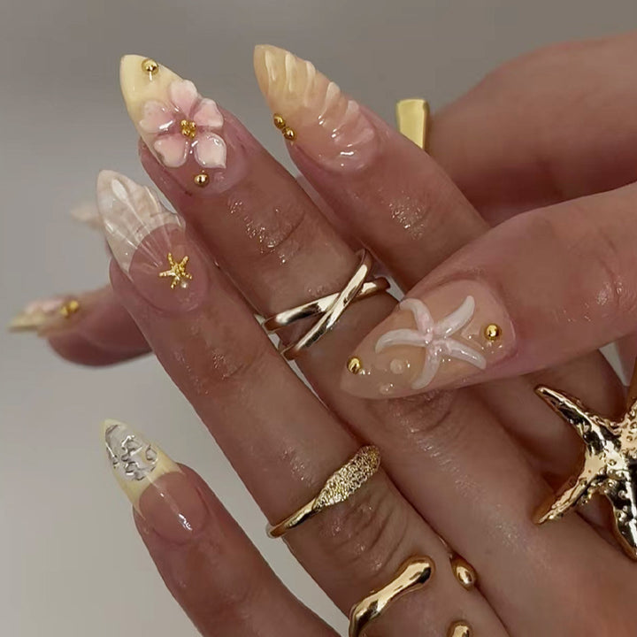 Dekoratives strandthemen Press-On Nagelset