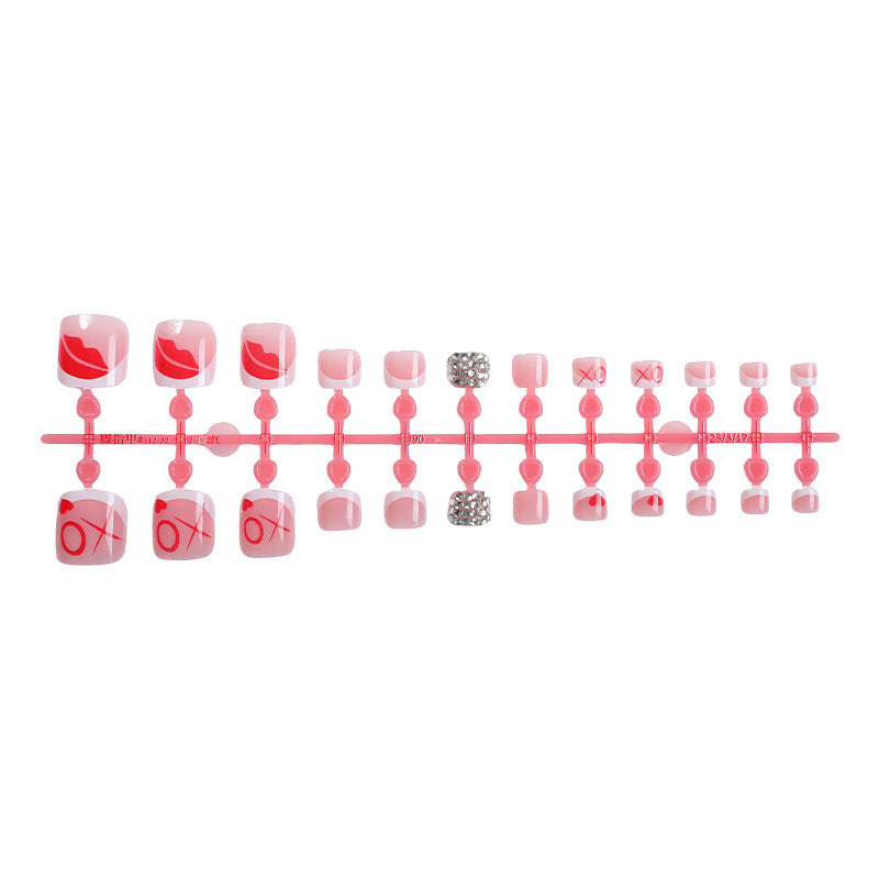 Dekoratives Press-On Nagelkunst-Set mit Kuss- und Herzdesigns Karnz