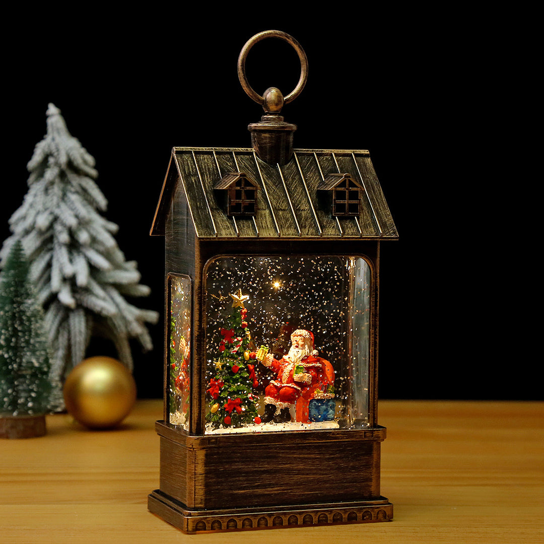 Nostalgische Weihnachtslaterne mit beweglich großem Weihnachtsmann Karnz
