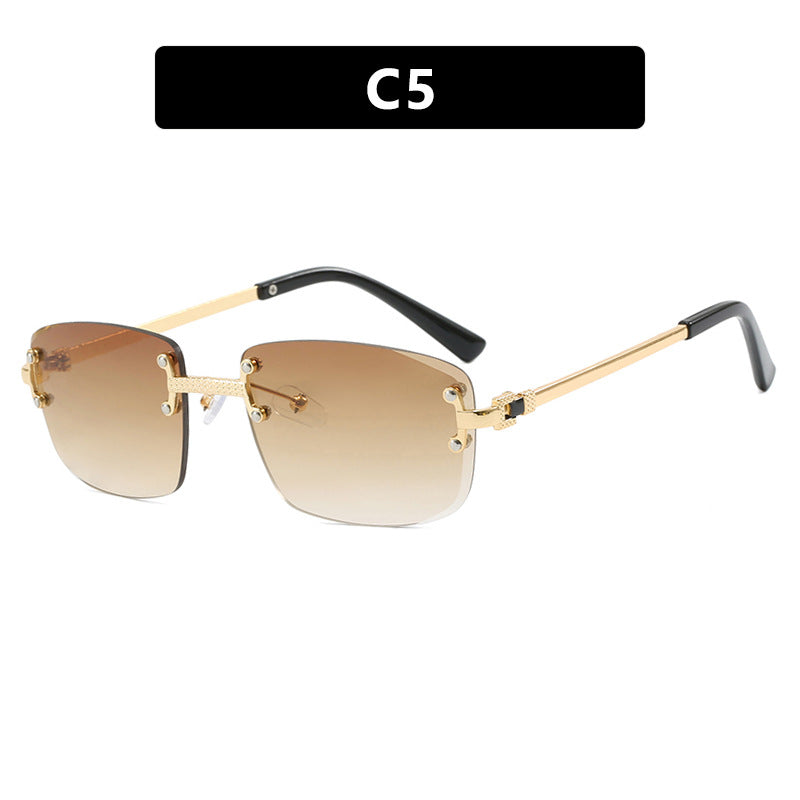 Damen elegante quadratische Sonnenbrille mit transparenten Gläsern und hochwertigem Metallrahmen Karnz