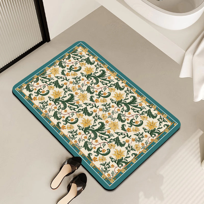 Vintage Floral Pattern Badmatte Karnz