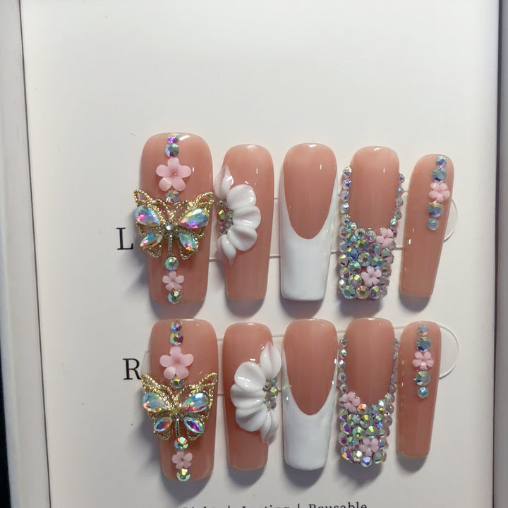 Exquisite 3D Blumen Nagel Kunst Tipps