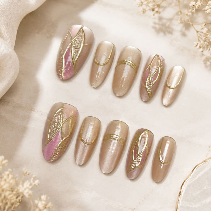 Künstlerisches Glamour Press-On Nagelset