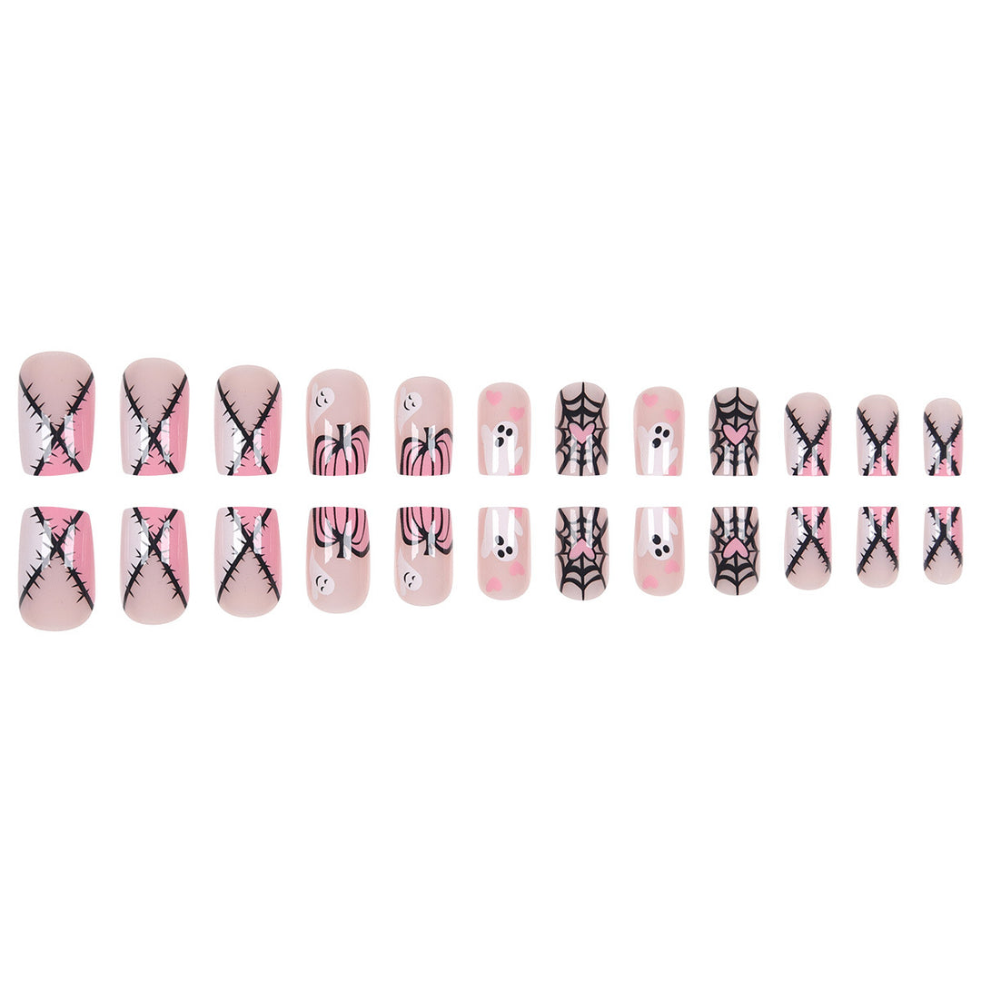 Haunted Ghost-Theme Press-On Nagelkunst Karnz