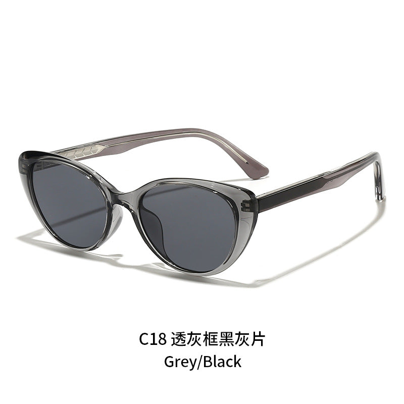 Damen Cat-Eye-Sonnenbrille mit transparentem Rahmen und UV-Schutz Karnz