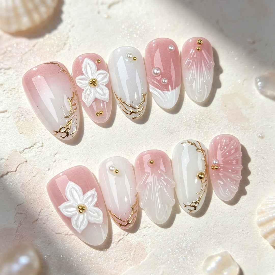Elegantes dekoratives Press-On-Nageldesign-Set