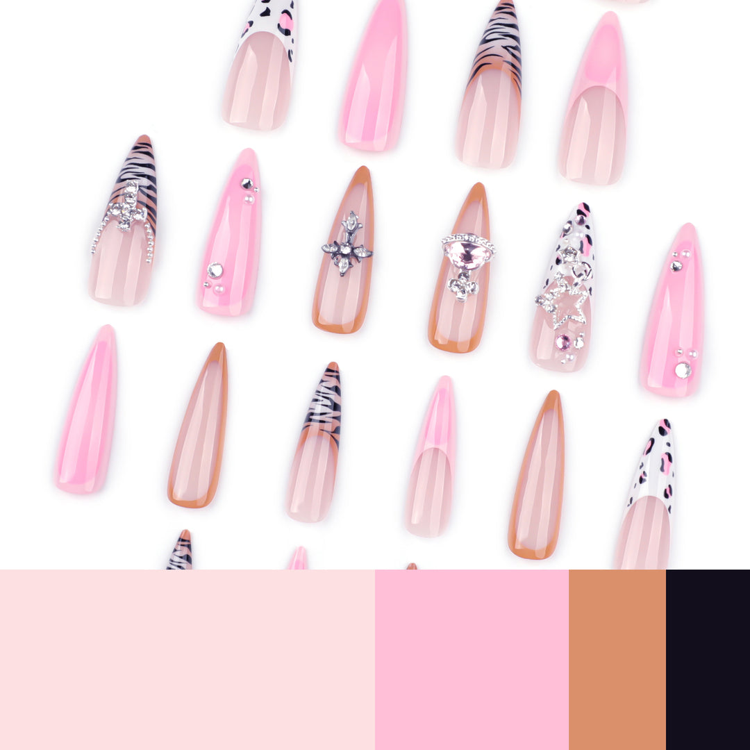 Kunstvolle Stiletto-Nägel mit Glitzer- und Strassverzierungen Karnz
