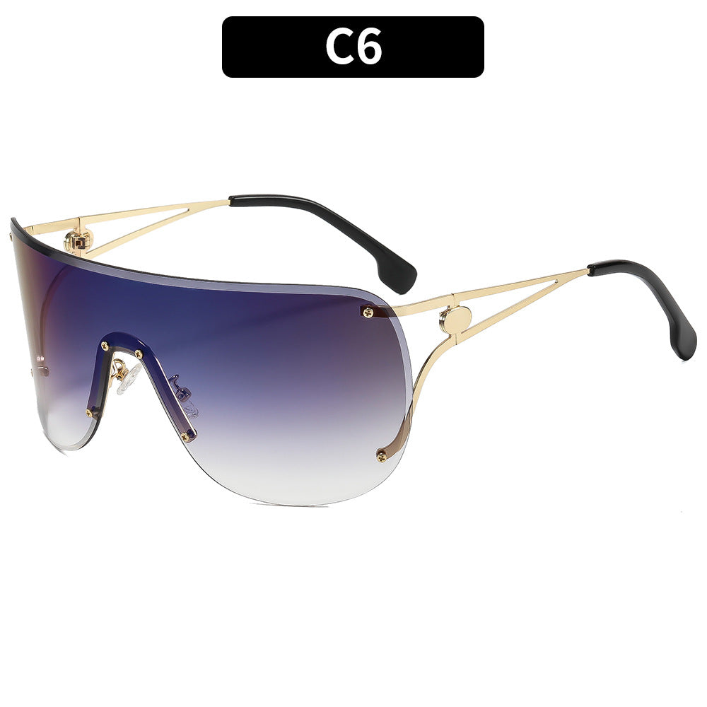 Damen visierartige Sonnenbrille mit elegantem Metallgestell Karnz