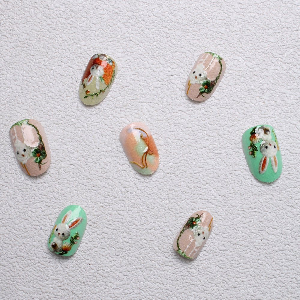 Verspielt Hasen-Themen 3D Press-On Nagelkunst Karnz