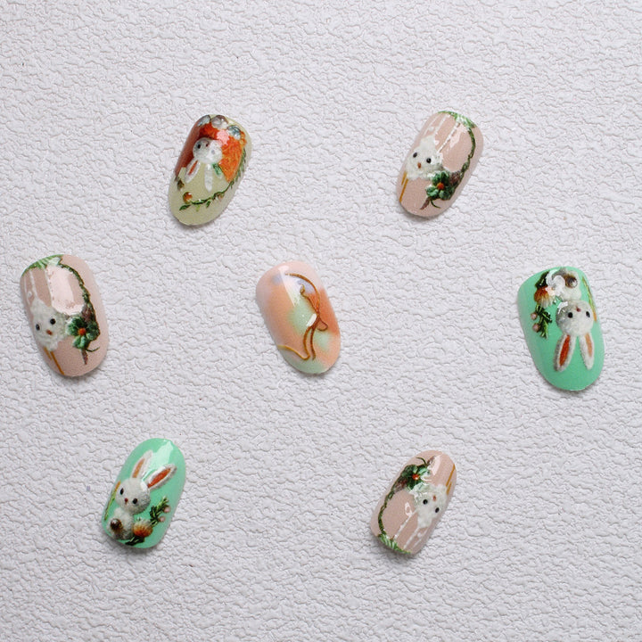 Verspielt Hasen-Themen 3D Press-On Nagelkunst Karnz