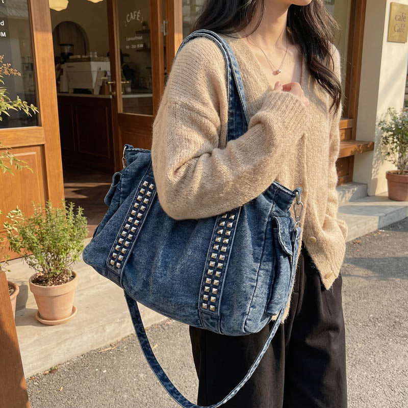 Abgenutzte Denim Wochenendtasche