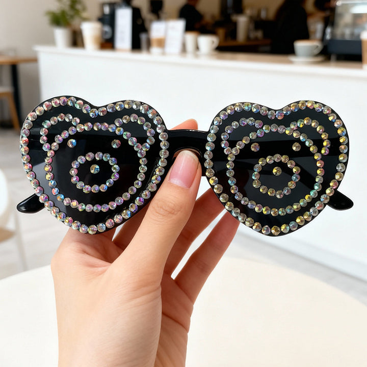 Herzförmige Strass-Sonnenbrille Karnz