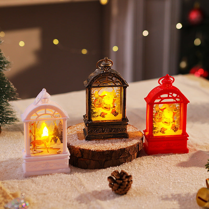 Dekorative Weihnachtslaterne mit nostalgischem Santa-Motiv Karnz