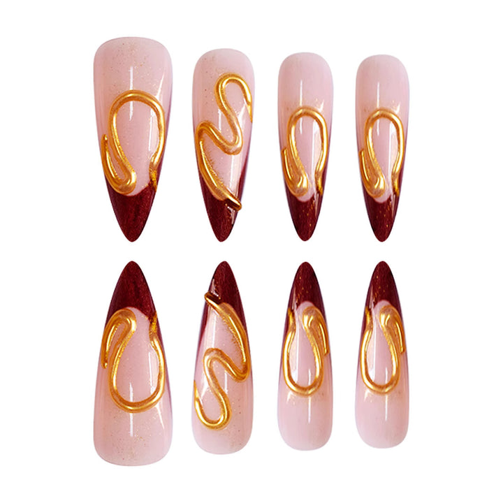 Künstlerisches Stiletto Press-On Nageldesign Karnz