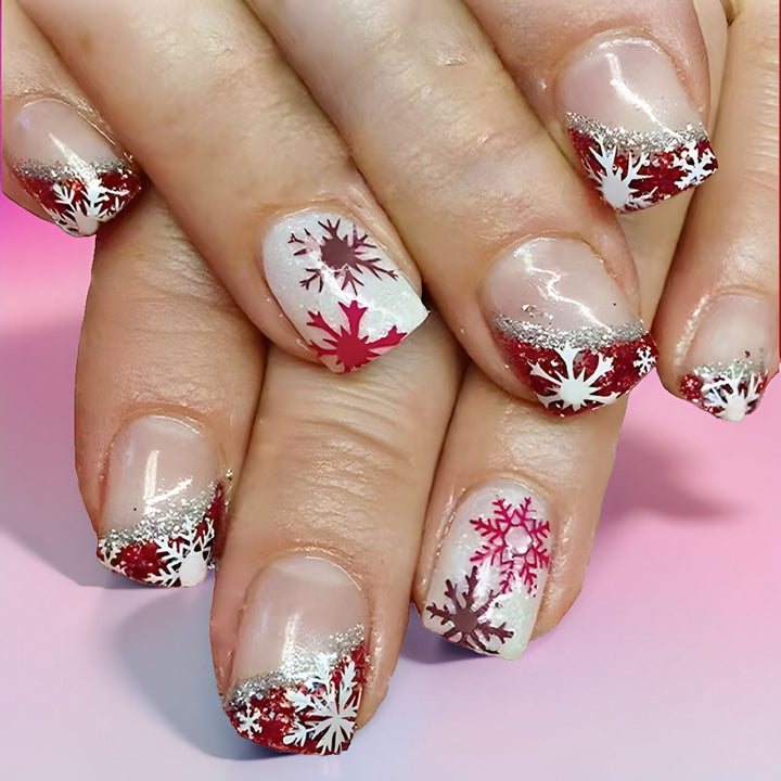 Schneeflocken-Muster Glitter Gel Nagelkunst Set Karnz