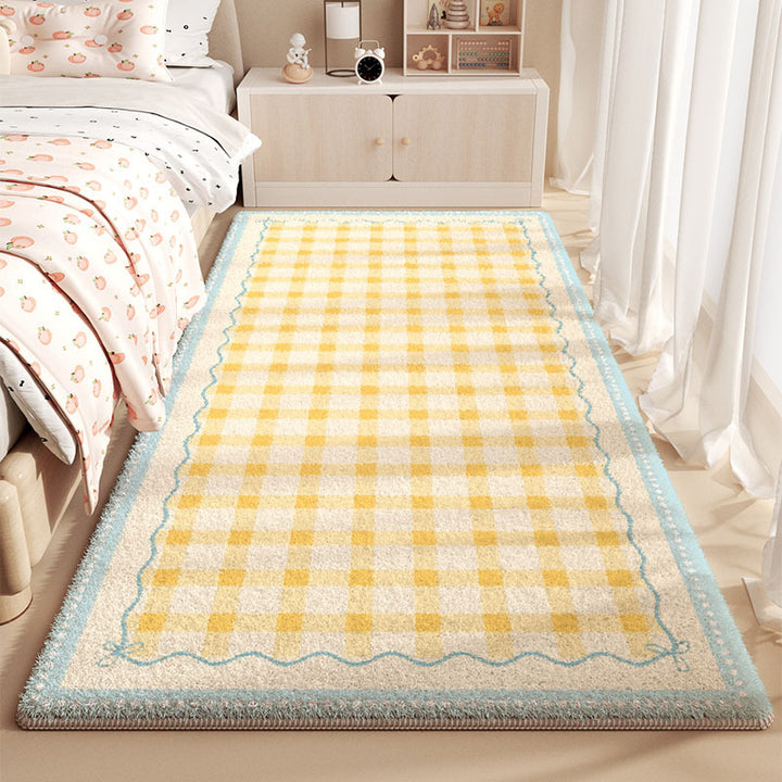 Gemütlicher Gingham-Muster-Teppich für die Wohnkultur