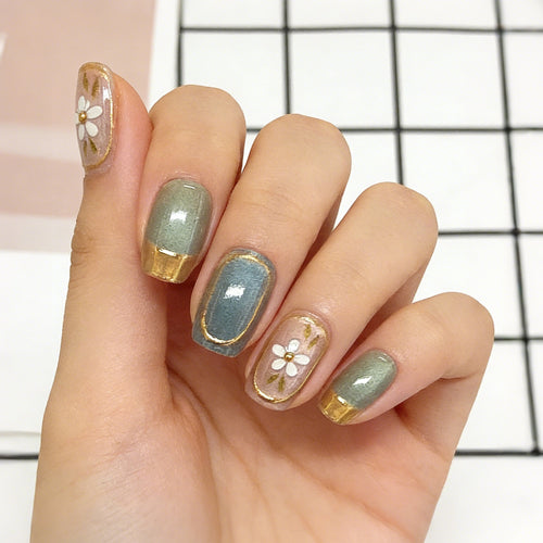 Floral Accent Press-On Nagel Kunst Set Karnz