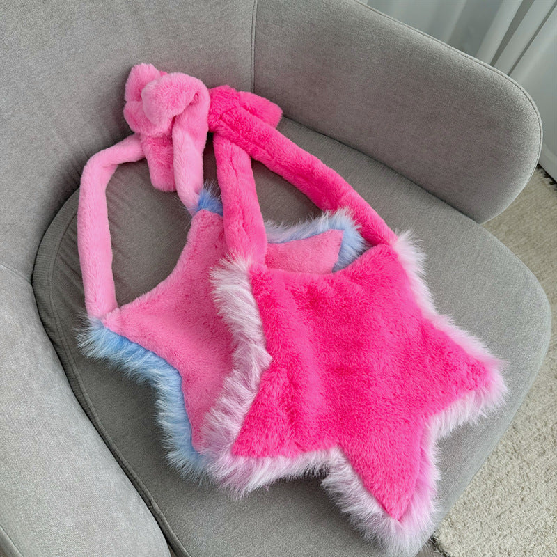 Faux Fur Sternförmige Handtasche