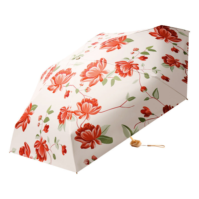 Damen Faltbarer Regenschirm mit buntem Blumenmuster Karnz