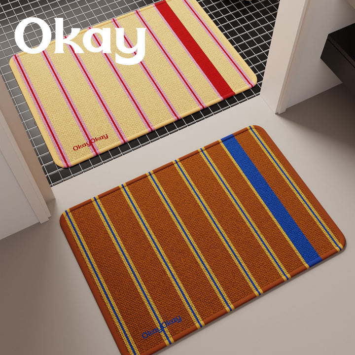 Striped Reversible Microfiber Memory-Foam Entrance and Bath Mat