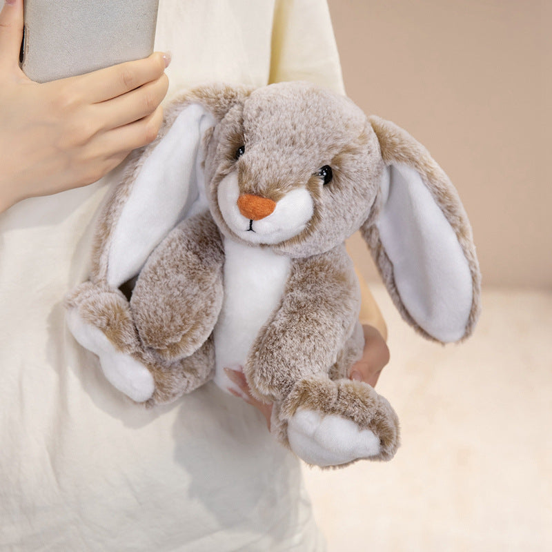Plüsch Blumenfutter Ohr Bunny Plüschspielzeug mit besticktem Gesicht und lockigem Kunstpelz Karnz
