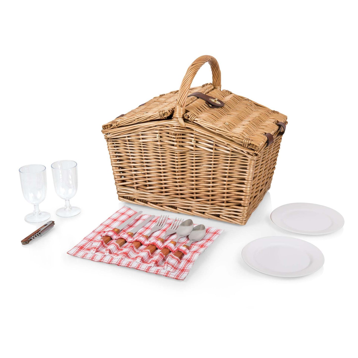 Damen Picknickkorb mit integriertem Geschirrset und robusten Tragegriffen Karnz
