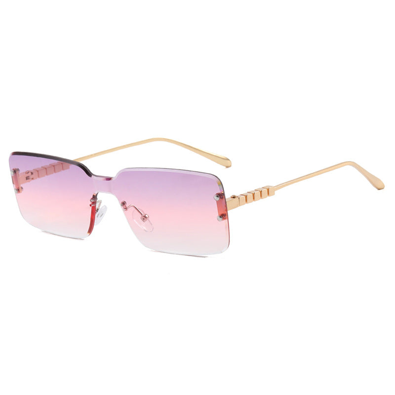 Damen moderne rechteckige Sonnenbrille mit stilvollem Metallrahmen Karnz