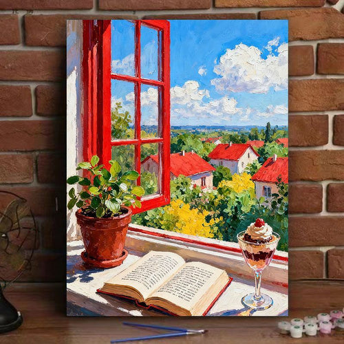 Scenic Window View Leinwand Druck Karnz