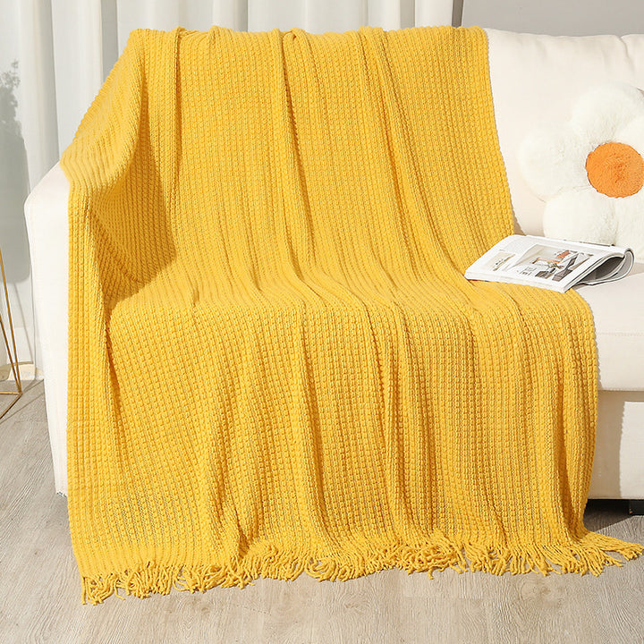 Strukturierte Strickwurfdecke