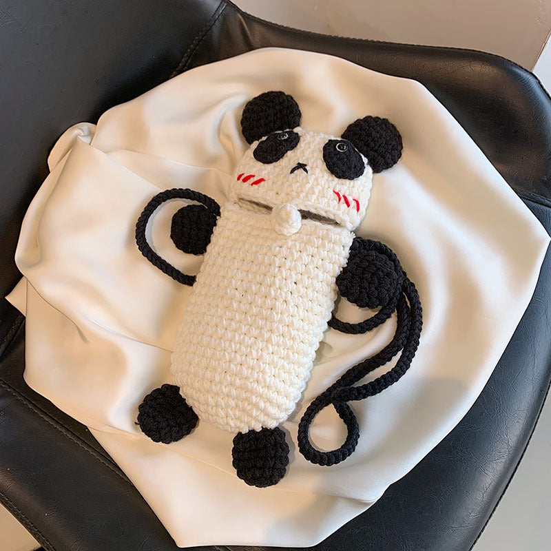 Süße Panda-Themen Häkel Mini-Handtasche