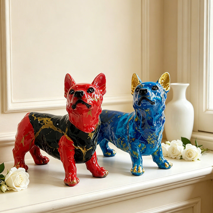 Bunte Dekofigur eines Welsh Corgis Karnz