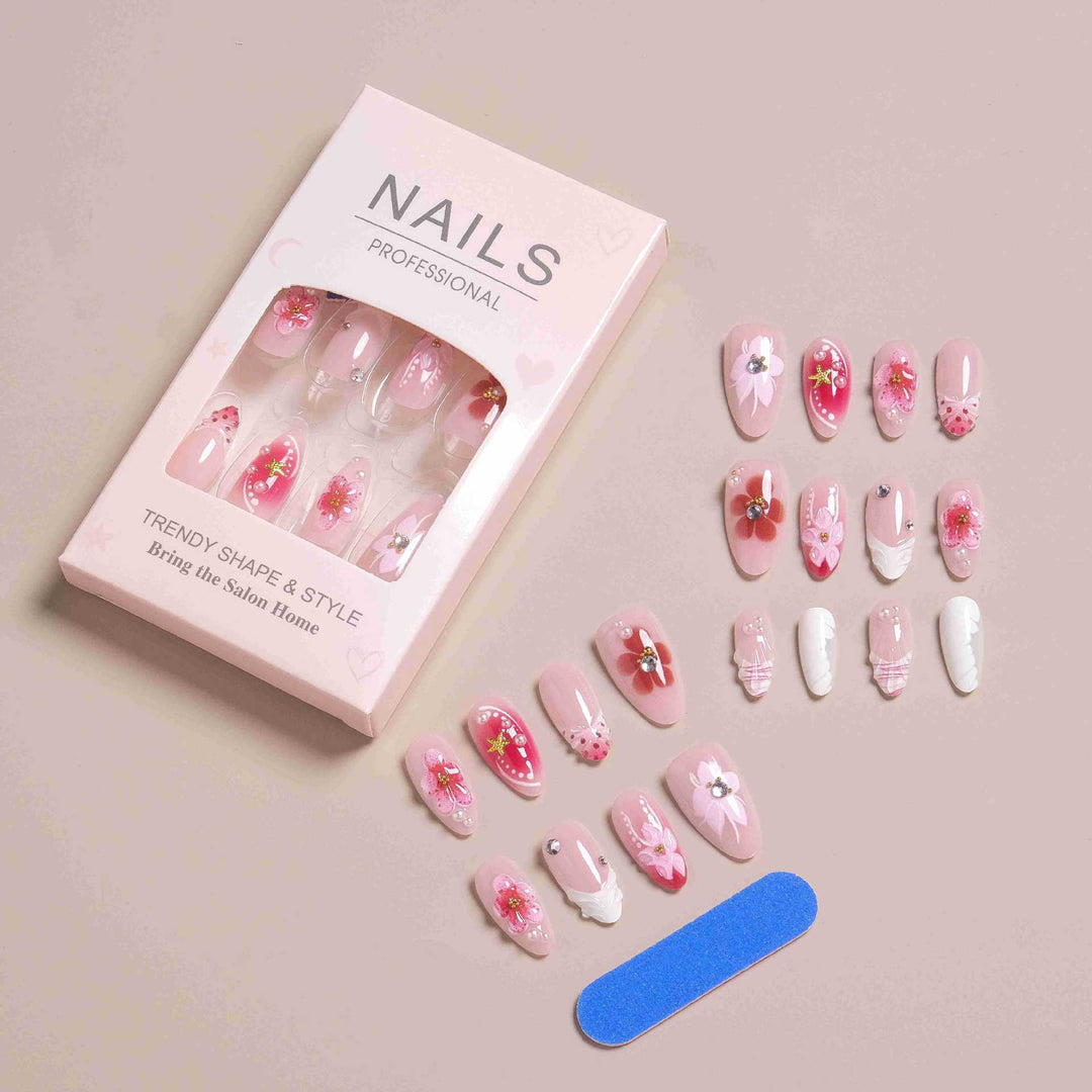 Elegantes florales Design Press-On-Nagelset Karnz