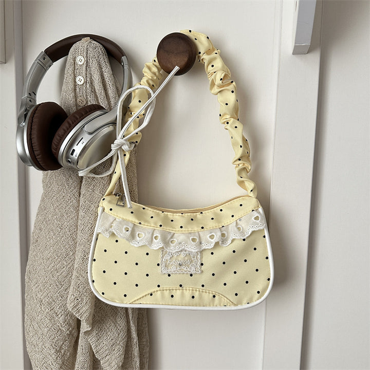 Polka-Dot-Rüschenschulter-Handtasche