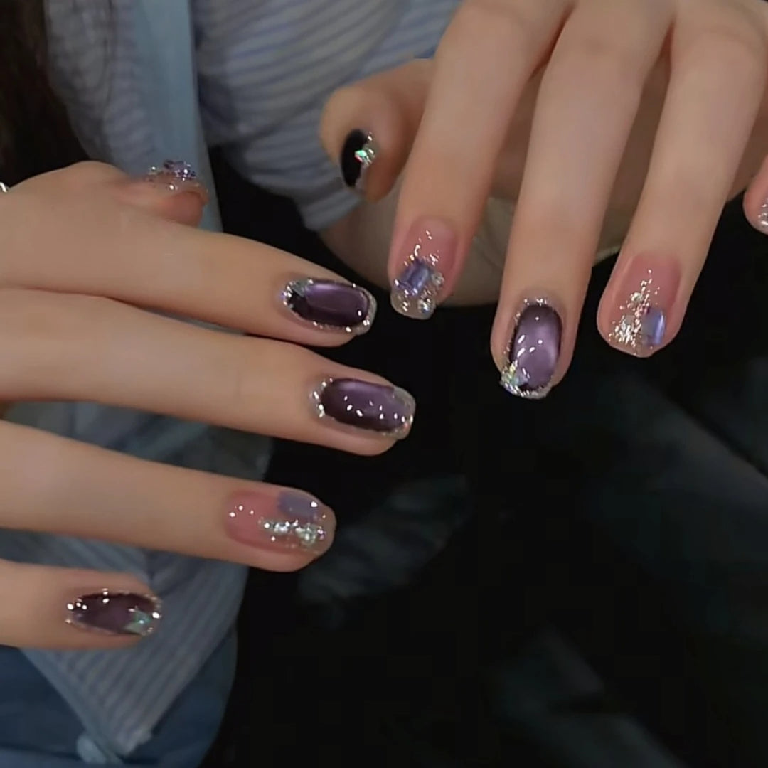 Dekorative Glitter Ombre Nagelverlängerungen