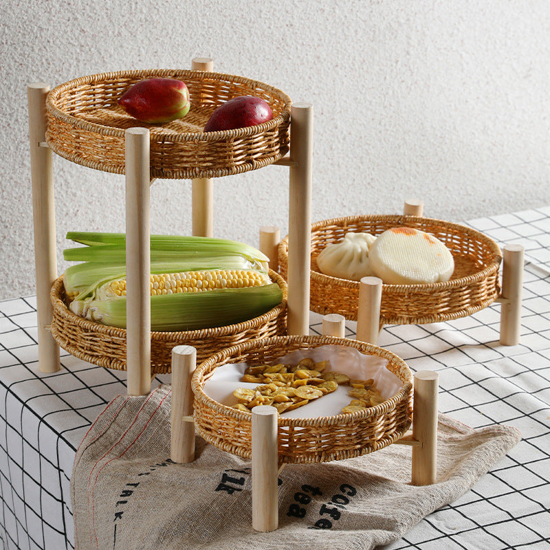 Unisex Runde Aufbewahrungsschale mit Holzbeinen Karnz