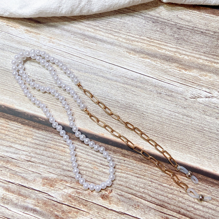 Perlenschmuckkette mit Goldener Gliederkette Karnz