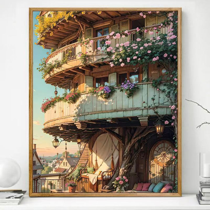Gemütlicher Balkon Kunstdruck Karnz