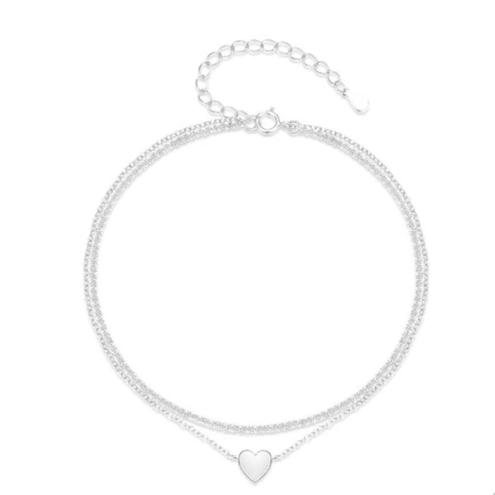Zweifarbiger Herz Charm Fußkettchen Karnz