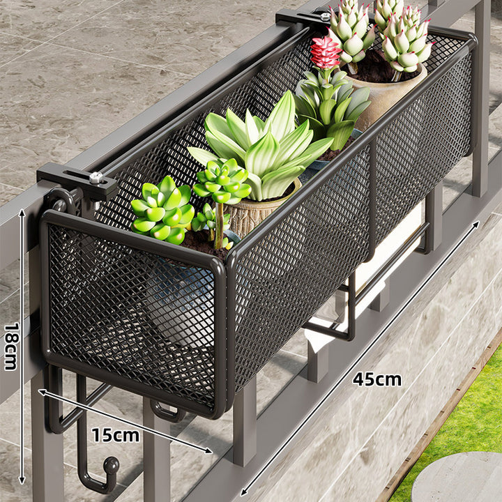 Mesh-Balkon-Hängepflanzenkasten mit Klemmhalterung und Entwässerung
