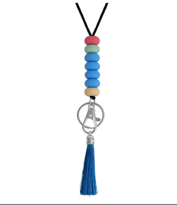 Bunter Perlen-Schlüsselanhänger Lanyard mit Quaste Karnz