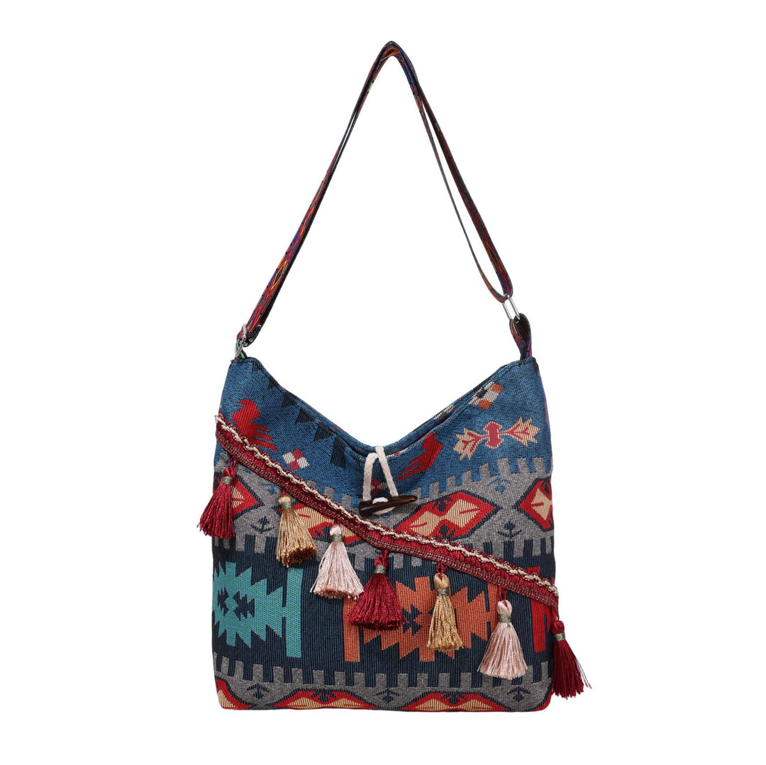 WoEthnic Gemusterte Klapp-Hobo-Tasche Karnz